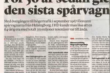 Lördagens artikel om spårvägen i Helsingborgs dagblad.